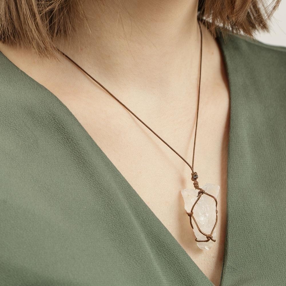 Wrapped Raw Clear Quartz Adjustable Necklace